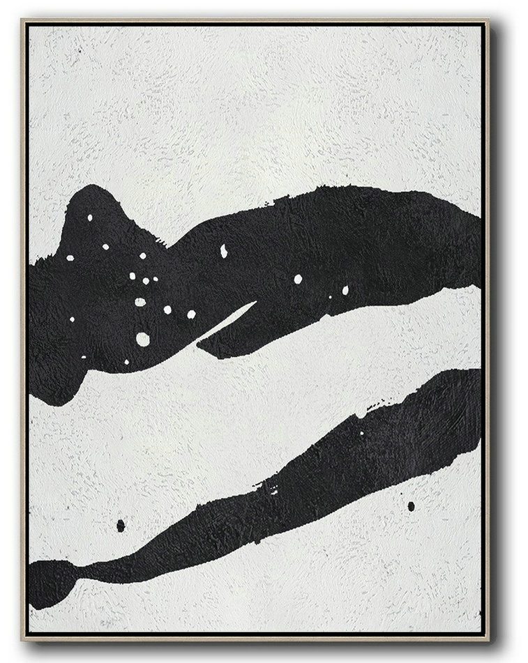 Large Abstract Art,Black And White Minimal Painting On Canvas - Original Art Acrylic Painting